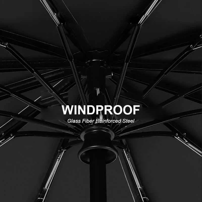 Large 24-Bone Solid Color Automatic Collapsible Umbrella with UV Protection for Outdoor Use